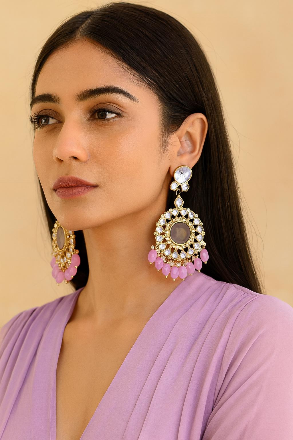LYRA Green Ruby  Ethnic earrings / High quality chandbalis / Pakistani Wedding / Navratri Indian bollywod statement Diwali jewelry