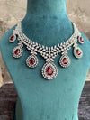AYRA Ruby red cz necklace and earrings, Statement American Diamond jewelry, Indian Jewelry Pakistani Wedding jewellery  Zircon