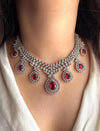 AYRA Ruby red cz necklace and earrings, Statement American Diamond jewelry, Indian Jewelry Pakistani Wedding jewellery  Zircon