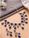 AAVYA Sapphire blue cz necklace and earrings, Statement American Diamond jewelry, Indian Jewelry Pakistani Wedding jewellery silver Zircon