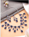 AAVYA Sapphire blue cz necklace and earrings, Statement American Diamond jewelry, Indian Jewelry Pakistani Wedding jewellery silver Zircon