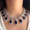 KRISTA Sapphire Blue American Diamond Necklace Set: Indian Bridal Jewelry