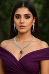 ERIKA Purple cz necklace and earrings, Statement American Diamond jewelry, Indian Jewelry Pakistani Wedding purple colour jewelry, amethyst