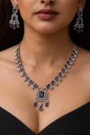 CELESTE purple colour necklace Set in silver finish American Diamond Classy cz zircon jewelry, prom,gala dinner purple and silver jewelry