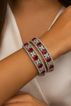 ANISHA American diamond bangle set in Ruby red stones, AD bangle set,cz zircon ,bridal,indian bangles,pakistani bangles, red silver