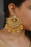 SAFIYA Kundan chandbali in pearls and and gold, Indian bridal wedding jewelry ,Pakistani chandbali earrings in gold finish