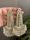 ZUNEIRA ivory white Gold Tone Royal Kundan Chandbali/ Indian dangler Earrings,Pakistani Wedding Jewelry/ bollywood chandbalis