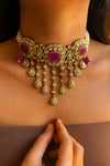 SABREEN Purple Victorian style Sabyasachi uncut polki choker set,Indian Bridal jewelry ,Cz  Necklace Set,pakistani jewellery,wedding jewelry