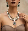 PAVITRA Emerald Green colour necklace set in Doublet Stones,Victorian look Indian Kundan Wedding Jewelry,Sabyasachi Jewellery in green