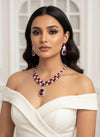 ADITA Ruby red silver necklace earrings in American Diamond Classy high quality cz zircon jewelry,prom,gala dinner red colour jewellery set