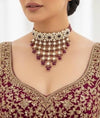 FIZA wine purple Kundan Choker earrings maangtika,Punjabi Jewellery,Indian Kundan Necklace Set,cz zircon,Pakistani nikaah Jewelry,Bridal set