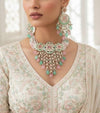 MAIRA Mint pink Kundan Choker,Polki Choker, Punjabi Jewelry, Indian Necklace Set, cz zircon Jewelry, Indian Jewelry,Pakistani Jewelry