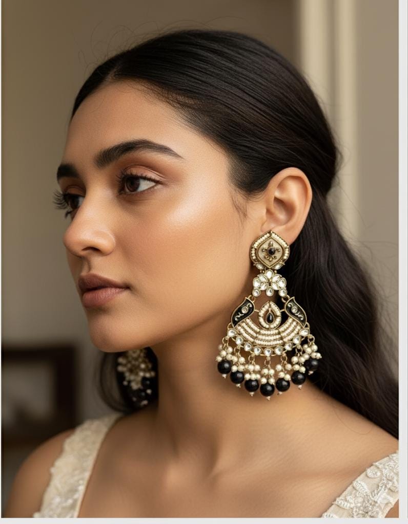 KOYAL black mother of pearl earrings mint colour shell earrings black colour long pearl earrings MOP jewelry indian pakistani   danglers