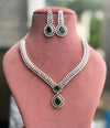 ZIYA green colour necklace earrings in American Diamond Classy high quality cz zircon jewelry,prom,gala dinner green stone jewellery set