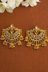 SAFIYA Kundan chandbali in pearls and and gold, Indian bridal wedding jewelry ,Pakistani chandbali earrings in gold finish