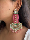 ZUNEIRA Blush Pink Gold Tone Royal Kundan Chandbali/ Indian dangler Earrings,Pakistani Wedding Jewelry/pink blue bollywood chandbalis