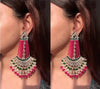 ZUNEIRA Hot pink Gold Tone Royal Kundan Chandbali/ Indian dangler Earrings,Pakistani Wedding Jewelry/ hot pink green bollywood chandbali