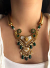 TEJAL green necklace set,Indian Wedding Jewelry,Sabyasachi Jewellery in dark green colour, hasli necklace and earrings