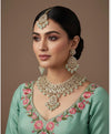 GHAZAL Mint colour Kundan necklace earrings maangtika wedding bridal jewellery pakistani nikaah bollywood jewelry punjabi indian set