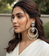 HINAA lilac purple and Gold Statement chandbali earrings Bollywood chandbalis Pakistani Wedding Indian Diwali jewelry,lilac purple earrings