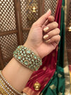 MYRA mint bracelet in antique golden polish,cz zircon openable  bracelet,American diamond mint colour bangle bracelet
