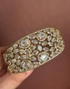 MYRA clear stones bracelet in antique golden polish,cz zircon openable  bracelet,American diamond colourless bangle bracelet