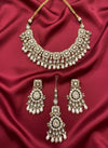 ZIYANA Ivory white necklace set in high quality kundan,Indian Pakistani wedding bridal jewellery, Maangtika included