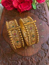 PARINITA Pink green stones Rajwada bangles, gold tone openable bangles,Indian jewellery ethnic kadas,traditional, bracelets,temple jewellery