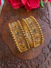 PARINITA Pink green stones Rajwada bangles, gold tone openable bangles,Indian jewellery ethnic kadas,traditional, bracelets,temple jewellery