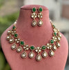 MAHIKA Premium quality Moissanite and kundan Necklace set in emerald green colour ,indian bridal jewelry