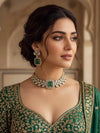 VRINDA Emerald green Victorian style Sabyasachi kundan choker set,cz Indian Bridal jewelry,doublet stone,pakistani wedding jewelley