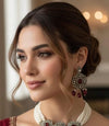 SUMAIRA deep red/ maroon kundan cz choker necklace earrings,indian wedding jewelry pakistani nikaah jewelry,red maroon colour bridal jewelry