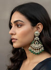 KOYAL dark green mother of pearl earrings,green colour shell earrings long pearl earrings ,MOP jewelry, indian pakistani   danglers