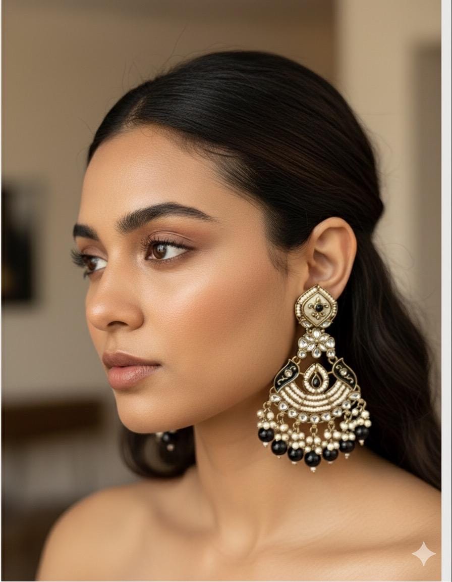 KOYAL black mother of pearl earrings mint colour shell earrings black colour long pearl earrings MOP jewelry indian pakistani   danglers