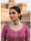 AVANI Victorian style Sabyasachi uncut polki Rani Pink choker set,Indian Bridal jewelry, pearl Necklace Set,pakistani wedding jewellery