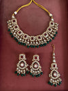 ZIYANA Ruby green necklace set in high quality kundan,Indian Pakistani wedding bridal jewellery, Maangtika included