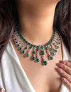 MALLIKA Green American Diamond High Quality necklace set,emerald green zircon bridal wedding jewelry,maangtika included