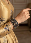 MYRA sapphire blue bracelet in antique golden polish,cz zircon openable  bracelet,American diamond  blue bangle bracelet