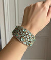 MYRA mint bracelet in antique golden polish,cz zircon openable  bracelet,American diamond mint colour bangle bracelet