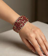 MYRA Ruby red bracelet in antique golden polish,cz zircon openable  bracelet,American diamond red bangle bracelet