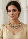 MAHIKA Premium quality Moissanite and kundan Necklace set in emerald green colour ,indian bridal jewelry