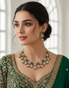 MAHIKA Premium quality Moissanite and kundan Necklace set in emerald green colour ,indian bridal jewelry