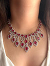 MANYA red colour stylish necklace Set in American Diamond Classy high quality cz zircon jewelry, prom,gala dinner bridal jewellery