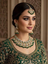 ISHANI Green Kundan necklace earrings maangtika,Punjabi Jewellery, Indian Kundan Bridal Necklace Set, cz zircon,Pakistani nikaah Jewelry