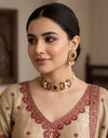NIYA Sabyasachi inspired red kundan choker with Earrings, Indian Pakistani traditional wedding jewelry, red colour necklace set