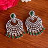 NURA high quality Emerald green american diamond earrings Indian Wedding jewellery, bridal,bollywood jewelry, prom night, green cz chandbali
