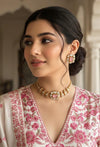 SABAA  Light pink Doublet Stone kundan Choker with stud Earrings necklace set,pink colour Indian Pakistani bridal jewelry