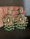 KIMI  Elephant motif Green earrings / Bollywood kundan earrings /Pakistani Wedding bridal / Indian Diwali jewelry/green colour chandbali
