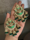 KIRTI Green colour earrings / Bollywood kundan earrings /Pakistani Wedding bridal /Navratri function Indian Diwali jewelry/green chandbali