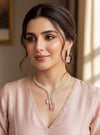 RHIANNA two tone Light pink golden polish necklace set, cz zircon American Diamond jewelry Pakistani bridal wedding jewelry